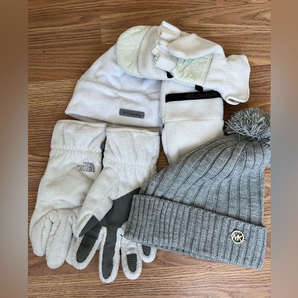 Winter Hat and gloves bundle. The North-face, Columbia and Michael Kors